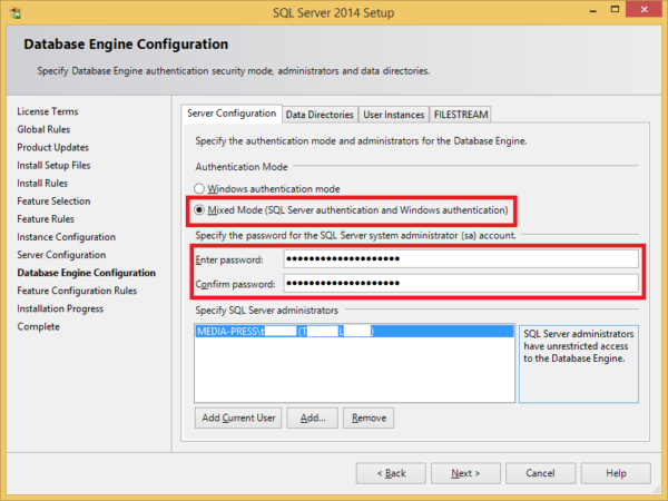 Microsoft SQL Server 2014 Express - Installation - Pomoc statlook