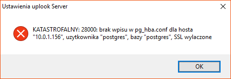 błąd połączenia z postgre SQL