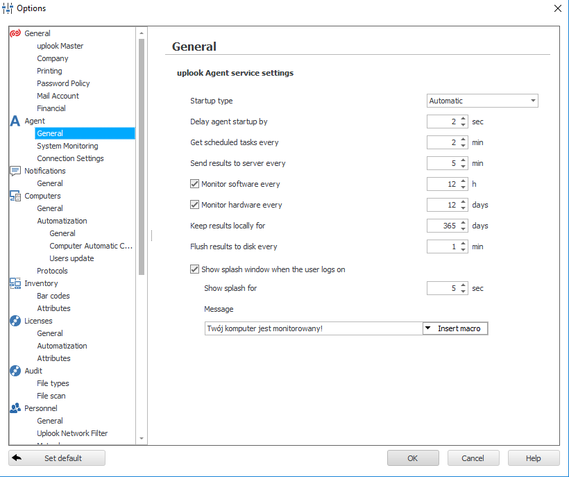 the general settings enable the user to gather the data in the scope of time and data that he needs