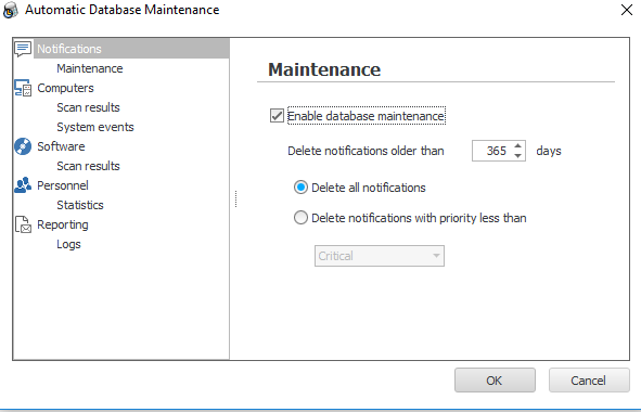 By doing maintenance frequently you keep only the data you need